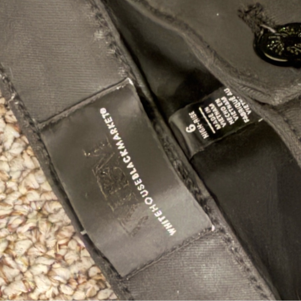 White House Black Market Black Embroidered Faux-Leather Skinny Pants - Picture 11 of 13